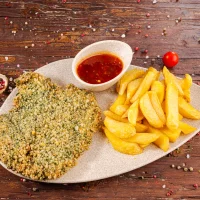 șnițel cu spanac și cartofi 240/200G